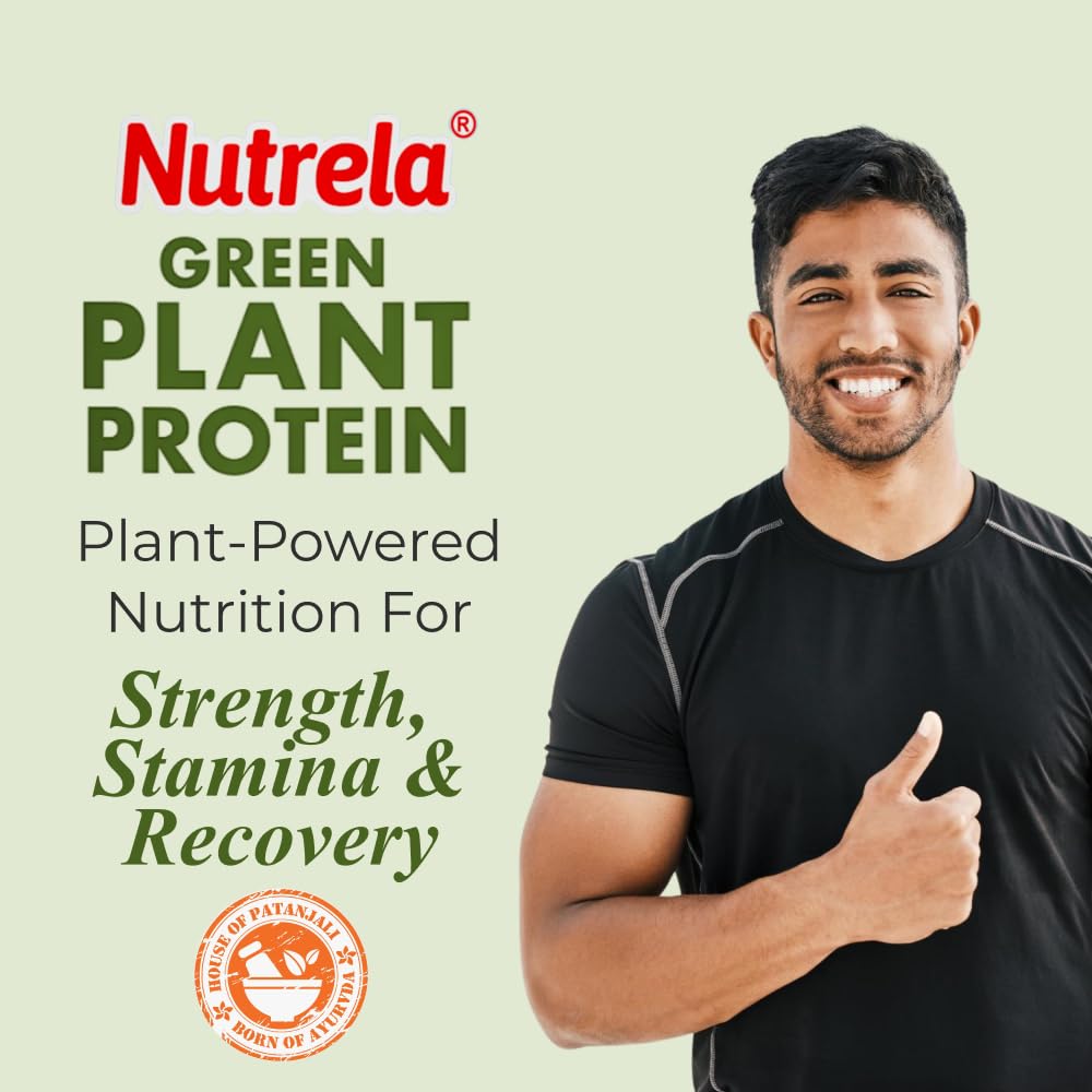 Nutrela Green Plant protein Powder - 500g (Chocolate) | Brown Rice & Pea with Multivitamins & Minerals