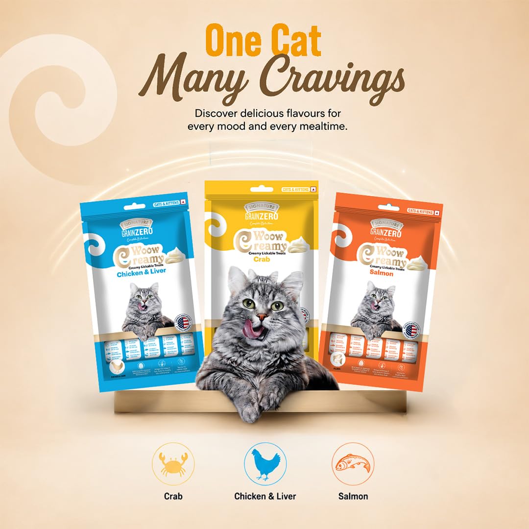 Grain Zero Creamy Lickable Cat Treats Crab, 360 Gm - 20 Sachet + 4 Free | Rich in Protein, Promotes Hydration, No Artificial Preservatives | Best for Training and Bonding |