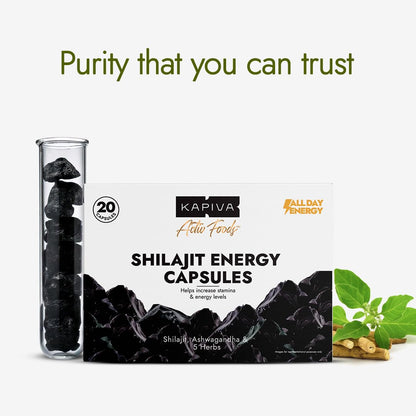Kapiva Shilajit/Shilajeet Energy 20 Capsules | Made with 100% Pure Shilajit | For All Day Energy & Stamina | With Ashwagandha,Gokshura | 100% Ayurvedic