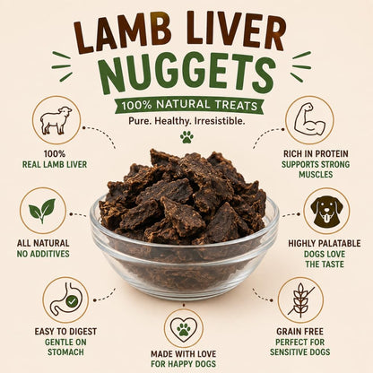PAWPOURRI Natural Lamb Liver Nuggets Dog Treats, 100gm | Protein Rich Chewy Snacks for Dogs | Suitable for All Breeds & Life Stages | Daily Training & Reward Treats (Pack of 1)