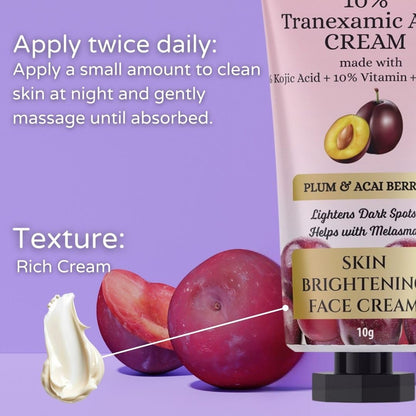BLUSHLIN 10% Tranexamic Acid Cream with 2% Kojic Acid + 5% Vitamin C + 1% Arbutin | Pigmentation Removal Face Cream | Helps Even Skin Tone, Reduce Dark Spots, Blemishes and Scars - 10gm