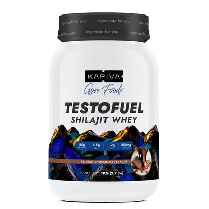 Kapiva Testofuel Shilajit Whey Protein| 25g Protein | 250mg Shilajit | 5.5g BCAA | Faster Absorption | Digezyme blend | WADA Compliant | 1Kg/ 2.2lb