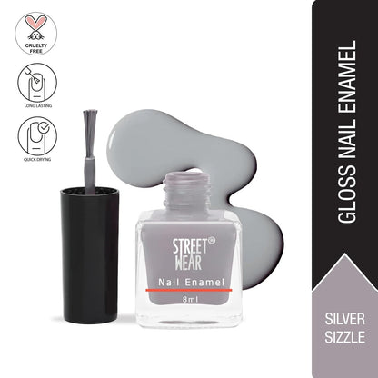 Street Wear Nail Enamel, Silver Sizzle, 8ml