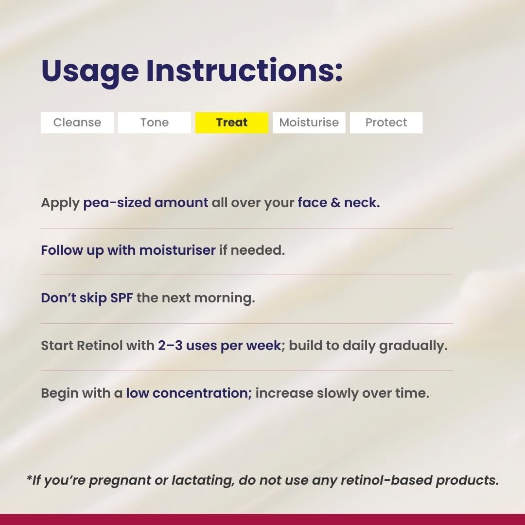 Usage instructions for a skincare routine on a beige background