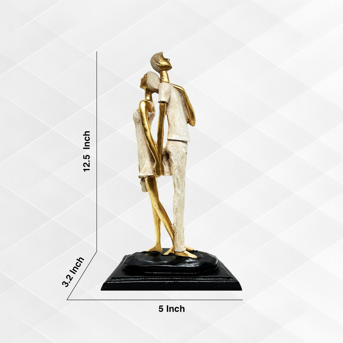 Stylish Modern Looking Couple Resin Romantic Figurine Statue for Home Decor (Pack of 1, Golden Brown)