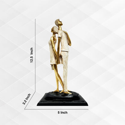 Stylish Modern Looking Couple Resin Romantic Figurine Statue for Home Decor (Pack of 1, Golden Brown)