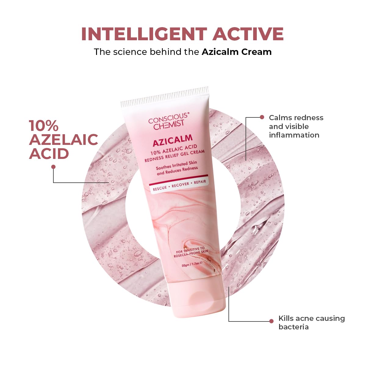 Conscious Chemist® Sunscreen & Azelaic Acid Cream Combo | SPF 50 PA++++ In-Vivo Tested | Sunscreen with Niacinamide & Blackberry | 10% Azelaic Acid Face Cream for Acne-Prone Skin, Redness Relief | All Skin Types - Berry Bright & Azicalm