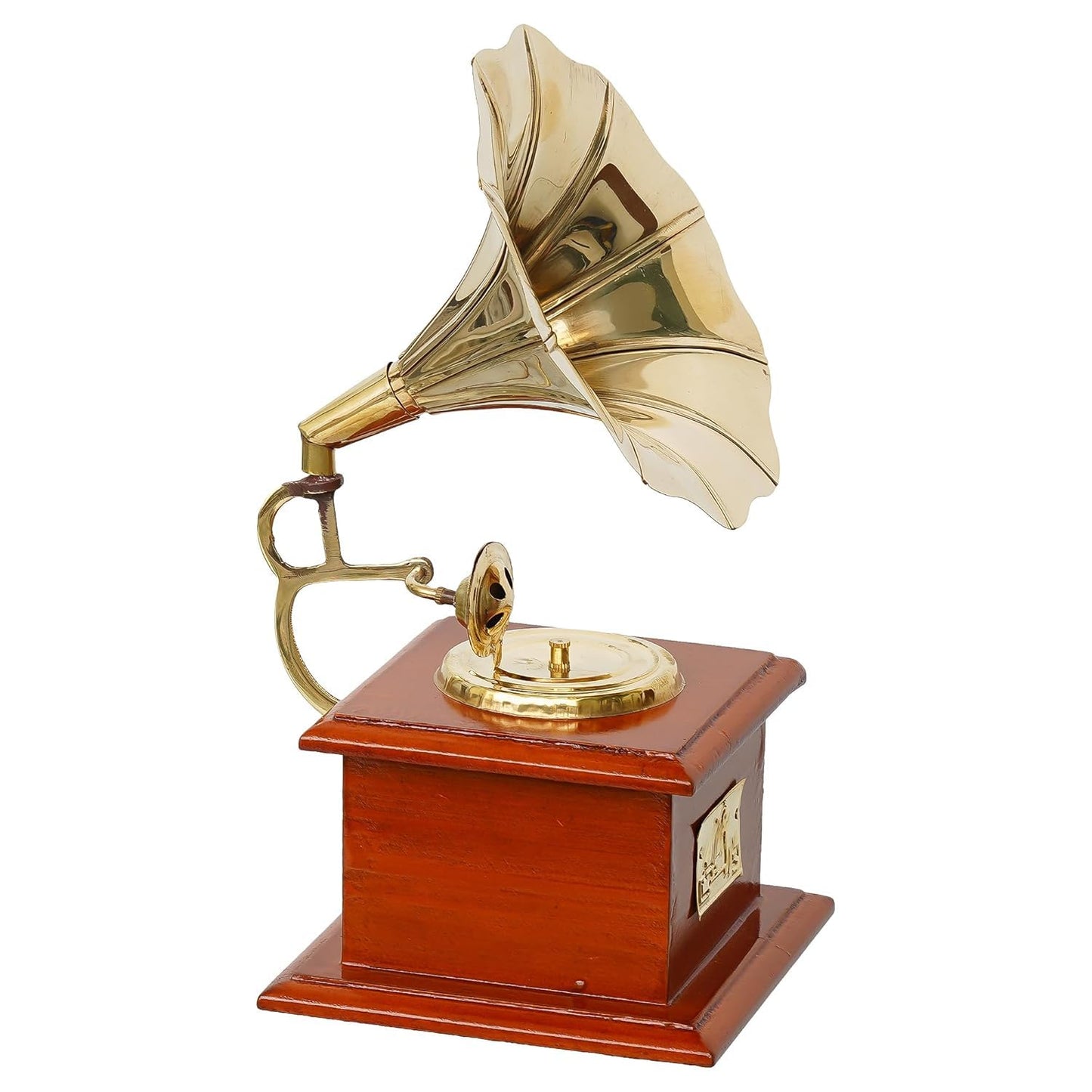 JaipurCrafts Premium Sparkle Square Gramophone Showpiece - 23 cm (Brass, Brown, Gold) (Black, Gold) (Brown, Gold)
