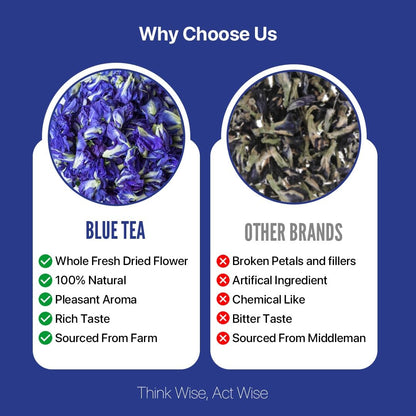 BLUE TEA - Indian Chai Masala Tea | Calming Masala Tea - 50g - 50+ Cups | MASALA SPICY TEA | Ginger, Cardamom, Cinnamon | Caffeine-Free | Herbal Tea | Tin Pack