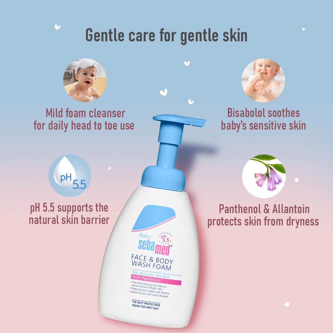 Sebamed Baby Face & Body Wash Foam|pH 5.5|Ideal for face & body cleansing|400 ml