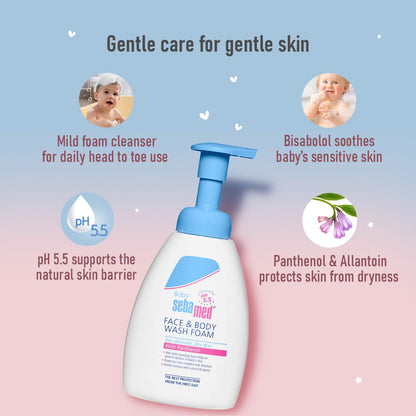 Sebamed Baby Face & Body Wash Foam|pH 5.5|Ideal for face & body cleansing|400 ml