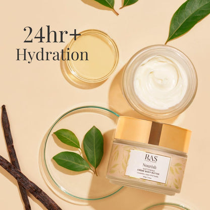 Ras Luxury oils Nourish Softening Creme Body Butter with Argan Oil & Shea Butter | 24 Hour Long Lasting Hydration | Non-Greasy, Quick Absorbing Nourishing Moisturizer For All Skin Type, 100gm