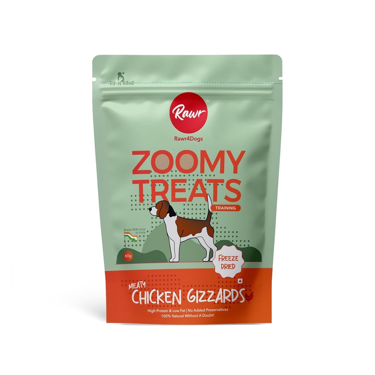 Rawr4dogs Zoomy Dog Treats | Freeze-Dried Chicken Gizzards | 45 GMS | 100% Natural Dog Treats | No preservatives or additives,All Life Stages