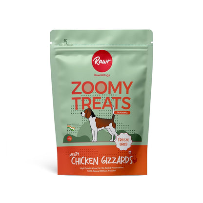 Rawr4dogs Zoomy Dog Treats | Freeze-Dried Chicken Gizzards | 45 GMS | 100% Natural Dog Treats | No preservatives or additives,All Life Stages