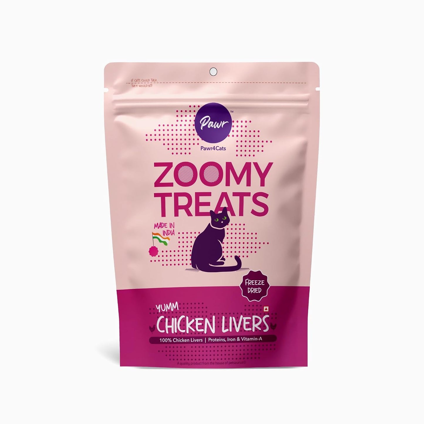 Pawr4Cats | Chicken Livers Zoomy Treats | Freeze-Dried | Rich in Iron & Vitamin-A, Vitamin B12 | No Preservative | Use as Treat or Food Topper | 45 GMS