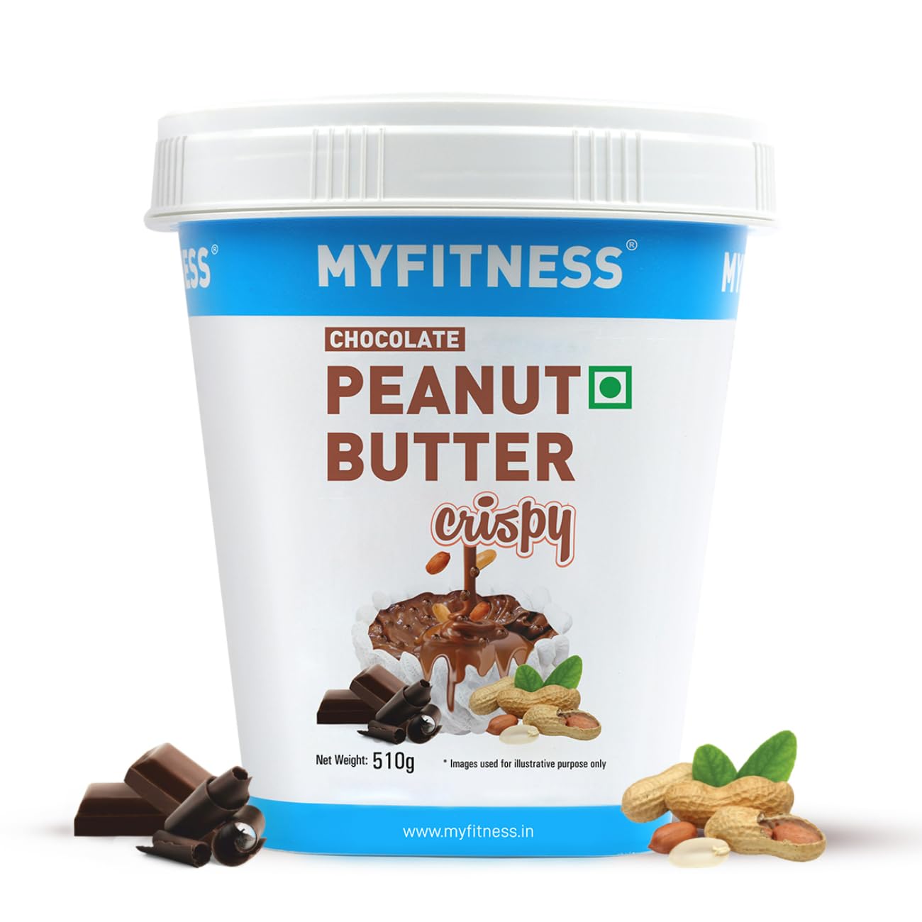 MYFITNESS Peanut Butter Chocolate Spread Crispy | 21g Protein & 8g Fiber | Healthier Nut Butter Spread for Breakfast, Snacks & Bread Treats | Cholesterol Free | Zero Trans Fat | Pure Roasted Nuts