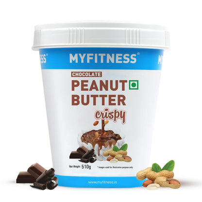 MYFITNESS Peanut Butter Chocolate Spread Crispy | 21g Protein & 8g Fiber | Healthier Nut Butter Spread for Breakfast, Snacks & Bread Treats | Cholesterol Free | Zero Trans Fat | Pure Roasted Nuts