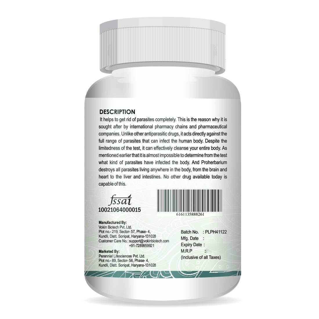 Bottle label with text and barcodes on a white background