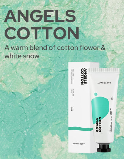 Duft & Doft Angels Cotton Hand Cream (50g) - Perfumer-Crafted Floral Scent with Hydro Protection Patch & Squalane, 72H Hydration, Non-Greasy