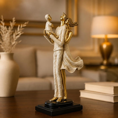 Stylish Modern Eleganct Couple Resin Romantic Figurine Statue for Home Decor (Pack of 1, Golden Brown)