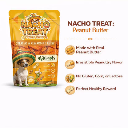 LeafyPaws Nacho Treats Dog Snacks (45g) | Natural Reward Treats for Dogs | 100% Natural Grain Free, Lactose Free, No Added Preservatives (Peanut Butter)