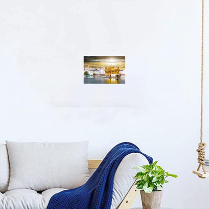 Golden Temple Paintings for Living room, Golden Temple Poster Big Size with Sparkle Coated Lamination - 2495 (Self Adhesive) 18x24 Inch