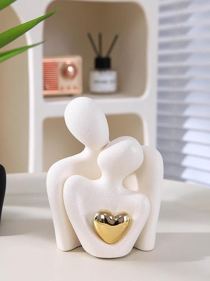 Hugging Couple Statue - Romantic Home Decor, Perfect Wedding Anniversary and Valentines Day Gift, Figurine for Home, Office, Coffee Table and Desktop (White, Romantic Couple), 8 cm, 6.5 cm