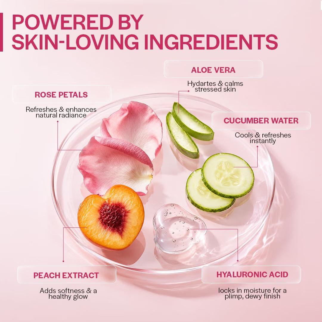 Suroskie Rose Glass Skin Mist 100ml | Rose Water Face Mist with Niacinamide, Hyaluronic Acid & Ceramide | Hydrating, Soothing & Glow Boosting Makeup Prep & Refresh Spray for All Skin Types