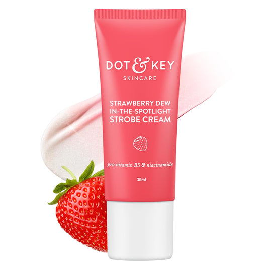 Zephivo DOT & KEY Strawberry Dew Strobe Cream For Face Skin Radiance Cream | Moisturizer & Highlighter For Face | For Dewy Glazed Instant Glow | Boosts Hydration | For All Skin Types | For Women & Men | 30Ml

