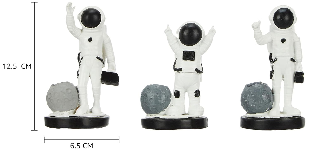 3 pcs Astronaut Statues for Home Decor (Pack of 3, Black & White)