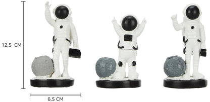 3 pcs Astronaut Statues for Home Decor (Pack of 3, Black & White)