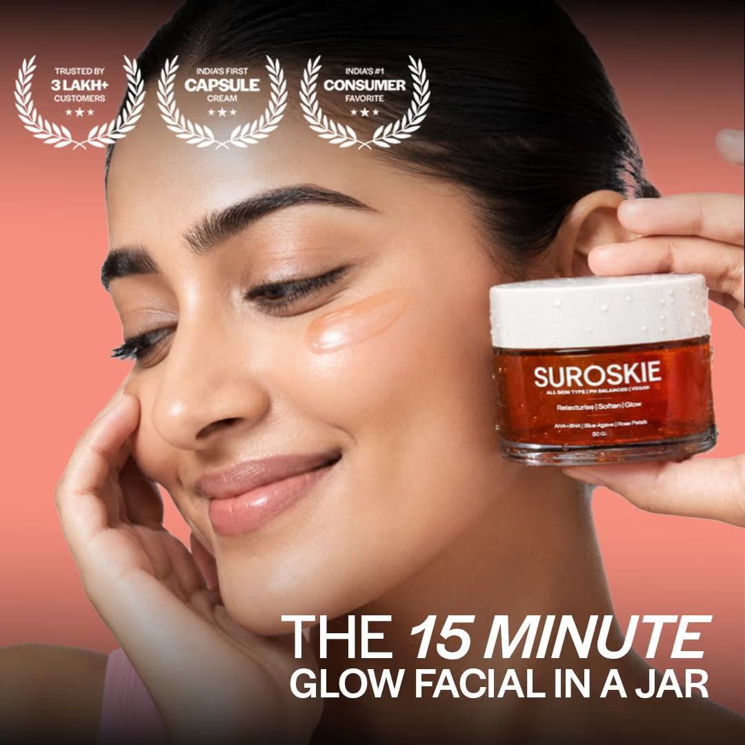 Suroskie Rosanna Rose Instant Glow Face Mask 50Ml | With Rose & Aloe Vera | For Cleans Pores & Dark Spot | Spa Glow At Home | Facial In A Jar | Korean Face Mask For Glowing Skin |Men & Women