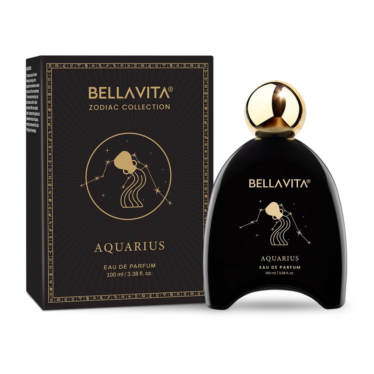Bellavita Aquarius Eau de Parfum bottle and packaging on a white background