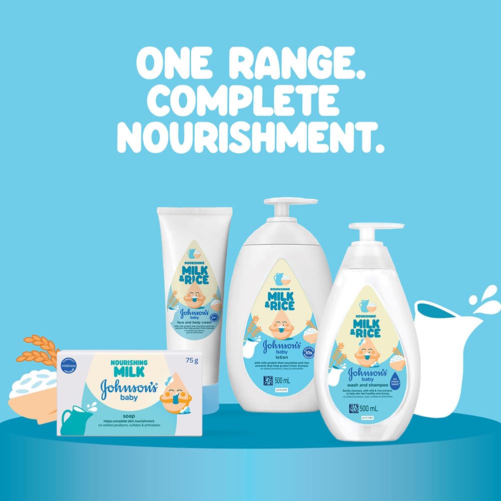 Johnson's Baby Milk & Rice Cream for Summer 100g | Lightweight Moisturizer | With Milk Protein & Vitamin E | Soft & Smooth Skin | Hypoallergenic | For Dry & Sensitive Baby Skin