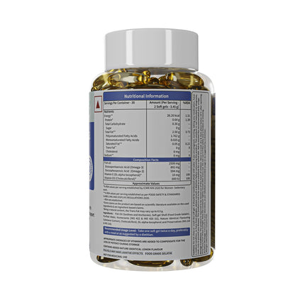 Neuherbs Deep Sea Omega 3 Fish Oil - Omega 3 Supplement Triple Strength 2500 Mg (Essential Fatty Acid Combination of 1486 mg 892 mg EPA 594 mg DHA/serving), Lemon Flavour- 60 Softgel