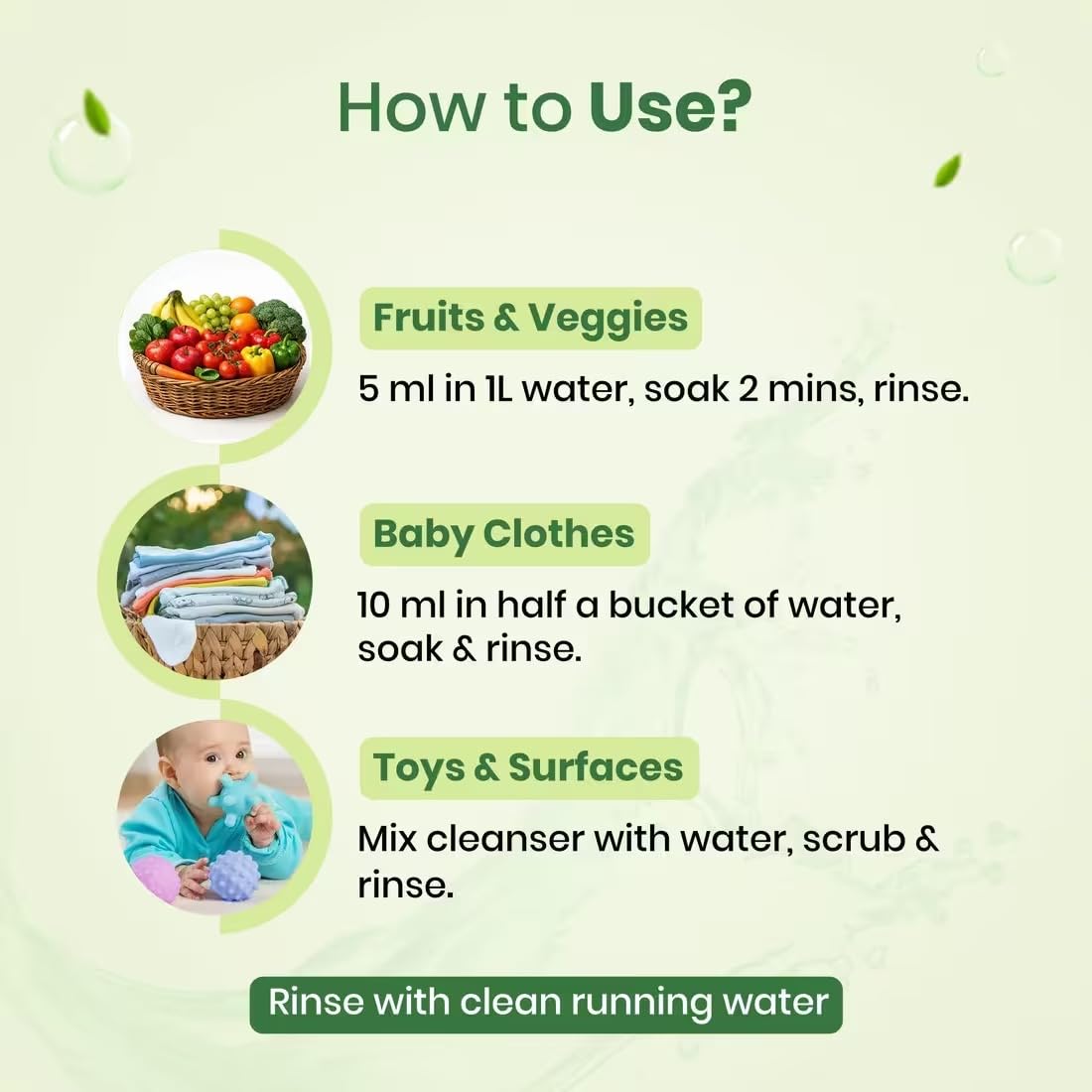 BabyOrgano Baby Bottle Cleanser Liquid 300ml | Feeding Bottle Wash, Fruit & Vegetable Washer | Removes 99% Germs, Pesticides & Milk Residue | Natural Neem & Reetha Formula | Chemical-Free