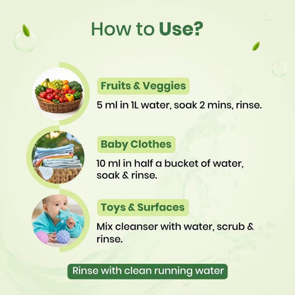 BabyOrgano Baby Bottle Cleanser Liquid 300ml | Feeding Bottle Wash, Fruit & Vegetable Washer | Removes 99% Germs, Pesticides & Milk Residue | Natural Neem & Reetha Formula | Chemical-Free