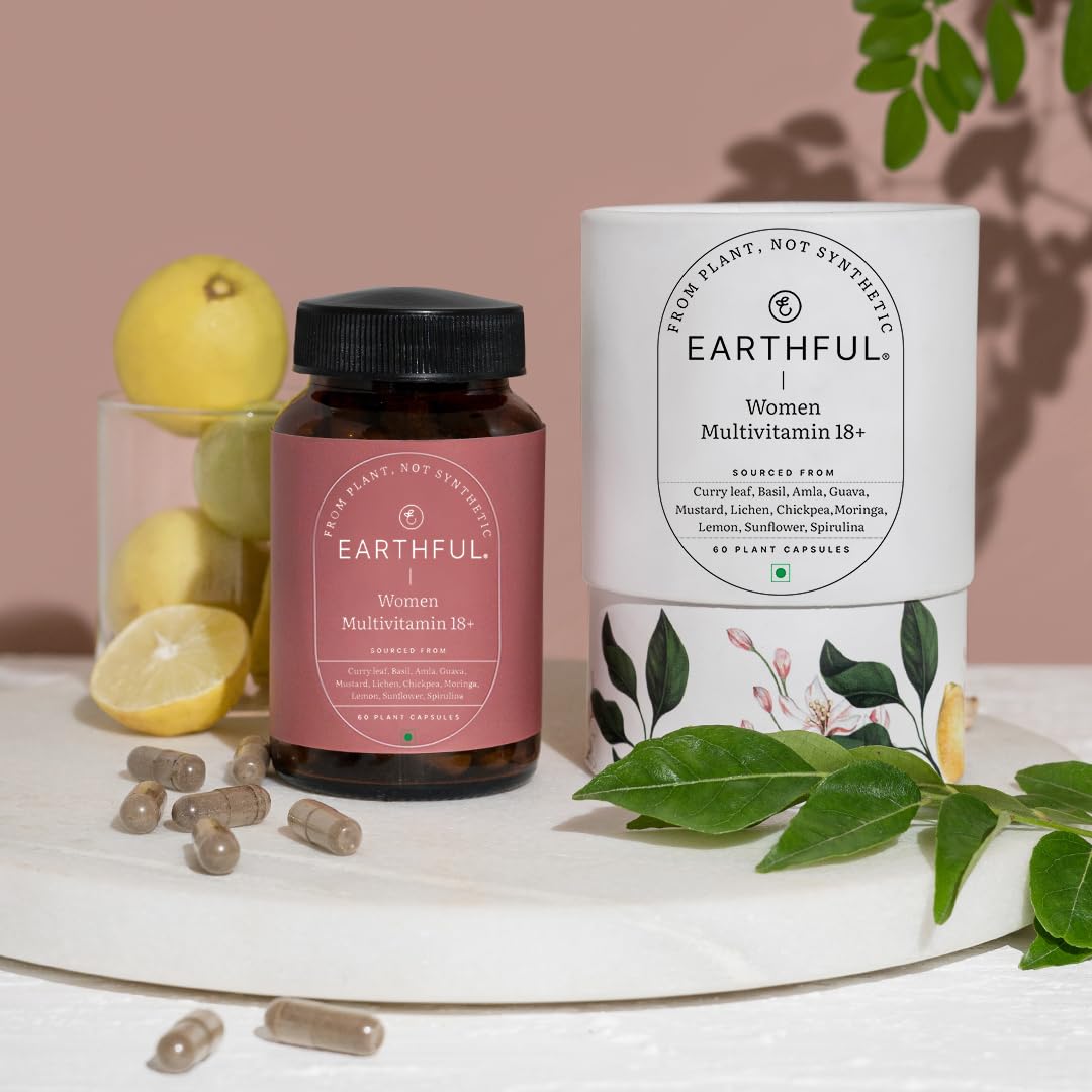 Zephivo Earthful Multivitamin for Women | 100% Plant, Non-Synthetic | With Biotin, Zinc, Vitamin C, D3 for Immunity, Hair, Skin, Bones & Overall Wellness | 60 Capsules