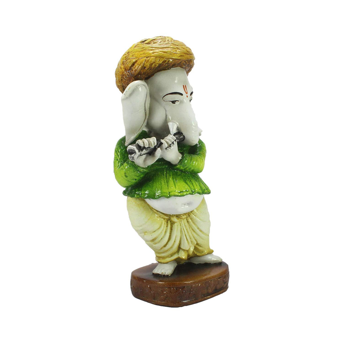 Lord Ganesha Playing Instrument Statue (8 cm x 8 cm x 20 cm, Green) (MSGG553)