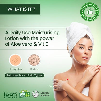 NMFe Skin Lotion 200ml | Daily Moisturising lotion | For all Skin type | Aloe vera & Vitamin E | Dermatologically Tested | Quick Absorbing, Non Greasy and Easily Spreadable