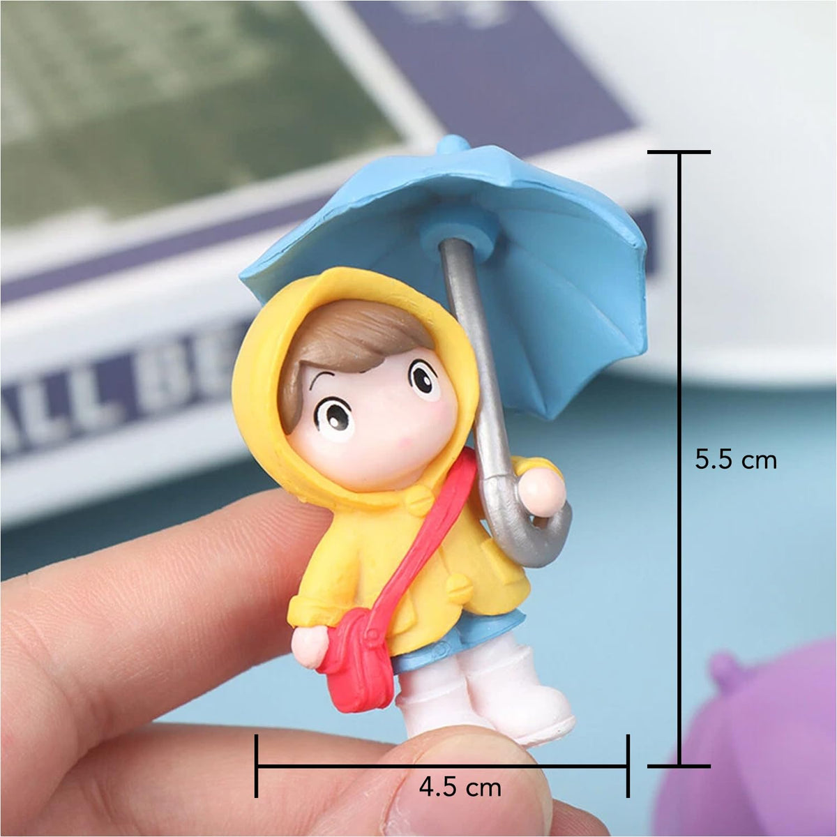 Nostrae Rainy Day Miniature Toys & Cute Miniatures Decorative Items | Small Figurines for Home Decor | Desk Decoration Miniature Things, Gifts & Mini Showpieces Desk Decor (Set of 4)