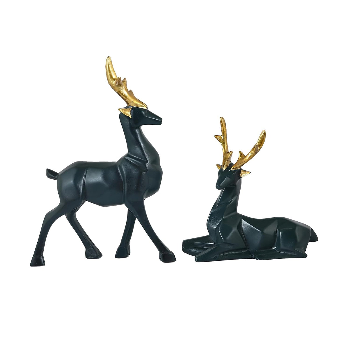 Resin Cute Deer Showpiece - Artifacts for Home Decor Living Room, Decorative Items for Tv Unit, Center Table (Black-7'')