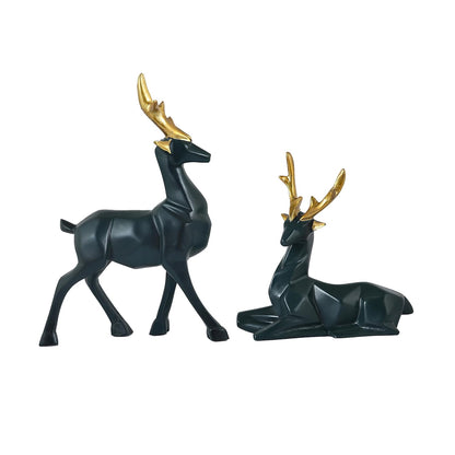 Resin Cute Deer Showpiece - Artifacts for Home Decor Living Room, Decorative Items for Tv Unit, Center Table (Black-7'')