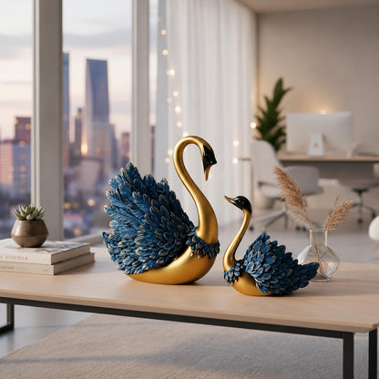 Tabletop Romantic Swan Couple | Desicts Lifelong Love | Ceramic Centerpiece Home Decor | Valentines,Wedding, Anniversary, Birthday Gift - (Pack of 1, Marble White)