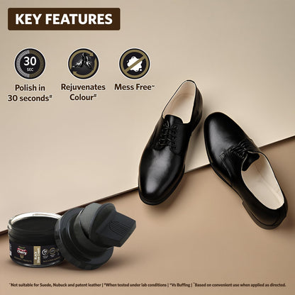 Cherry Blossom Shoe Cream with Built-in Applicator | Premium Leather Care | Rejuvenates Faded Color | Polishes In 30 Secs | 10X More Shine| Mess Free (Black, 48 gm)