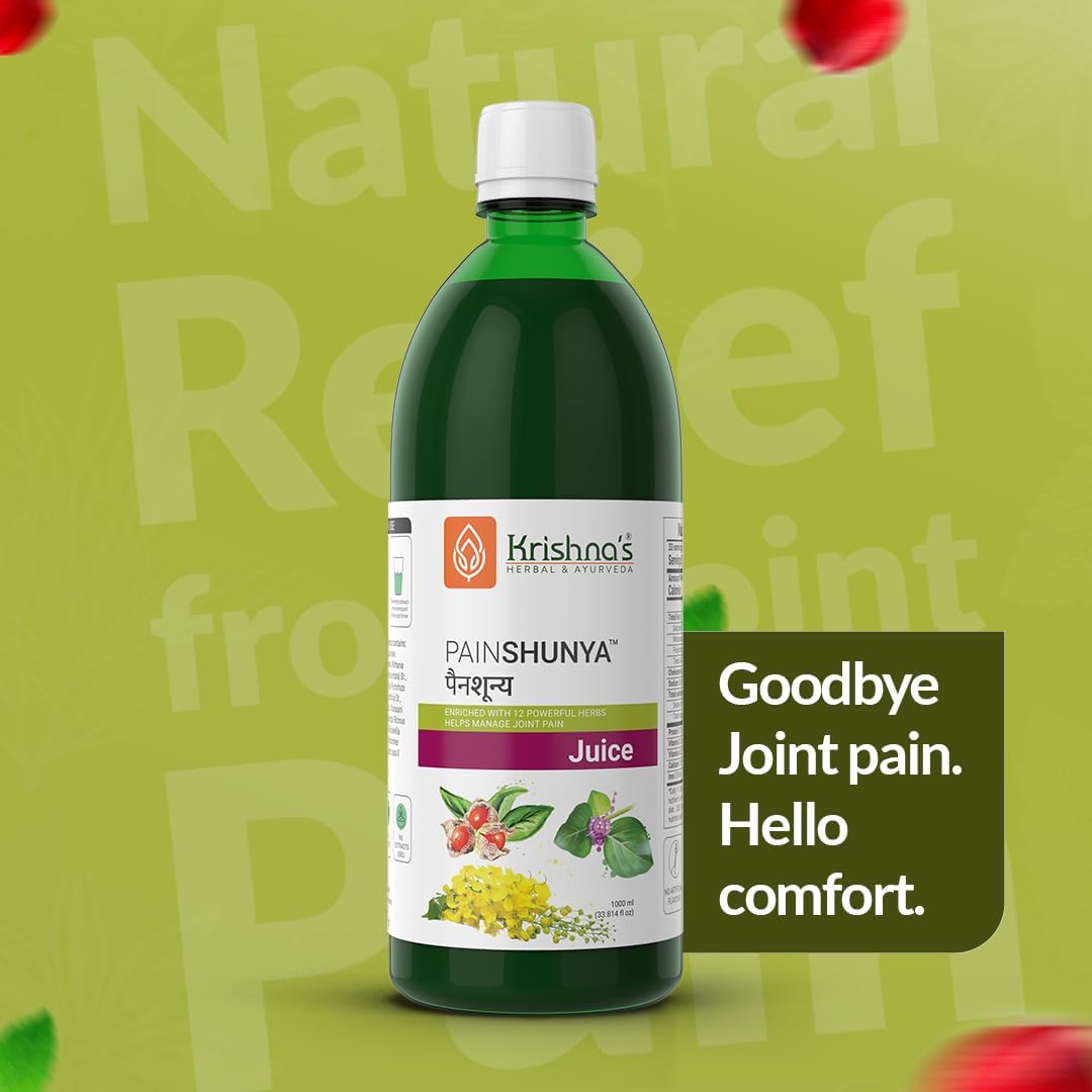 Krishna's Painshunya Juice – Enriched With 12 herbs - Ayurvedic Herbal Juice for Joint Pain Relief & Body Comfort - 1000 ml
