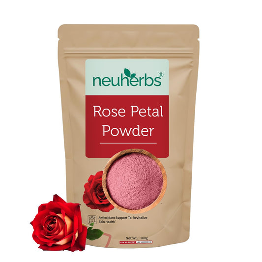 Neuherbs Rose Petal Powder - 100g | Antioxidant Support To Revitalize Skin Health | 100% Pure & Natural | Rose Powder for Face Mask, Tanning & Glowing Skin.