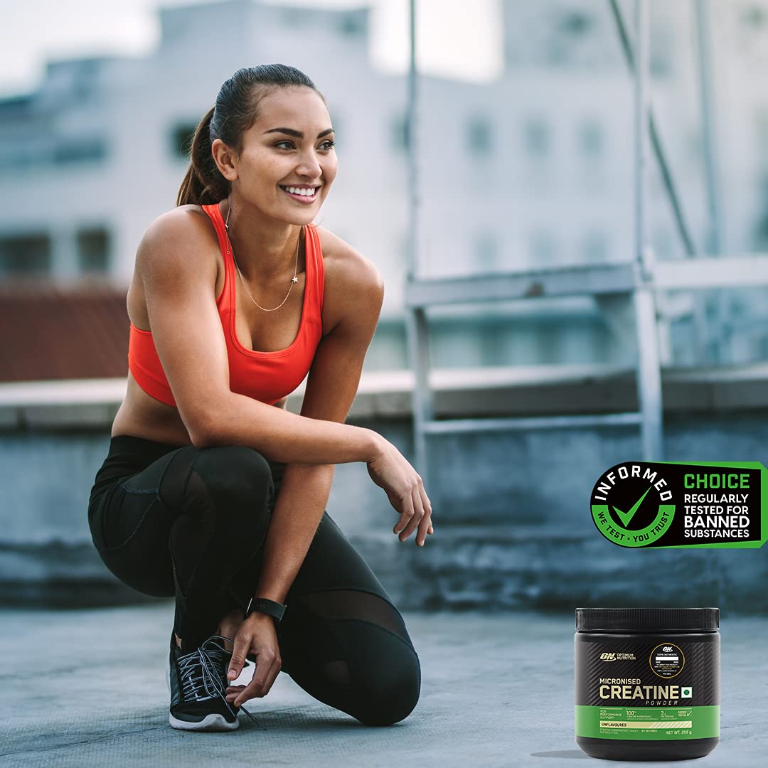 Optimum Nutrition (ON) Micronized Creatine Powder - 250 Gram, 83 Serves, 3g of 100% Creatine Monohydrate per serve, Supports Athletic Performance & Power, Unflavored.