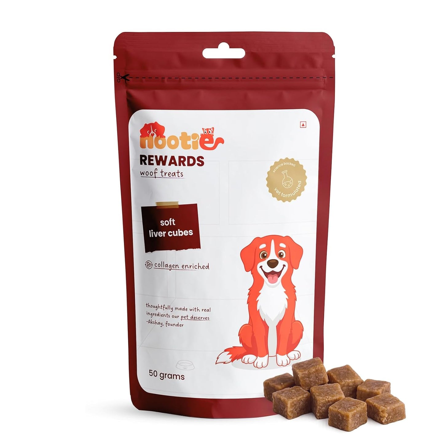 Nootie Rewards Soft Liver Cubes for Dogs 50g | High Protein Dog Treats