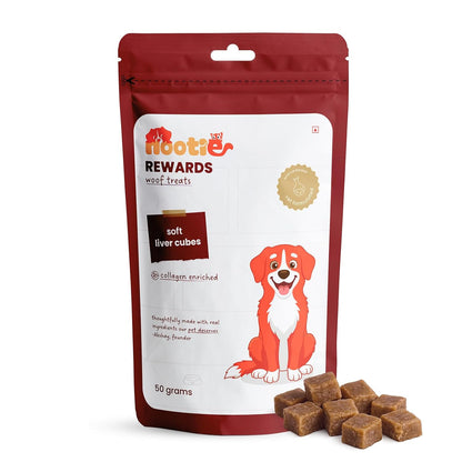 Nootie Rewards Soft Liver Cubes for Dogs 50g | High Protein Dog Treats